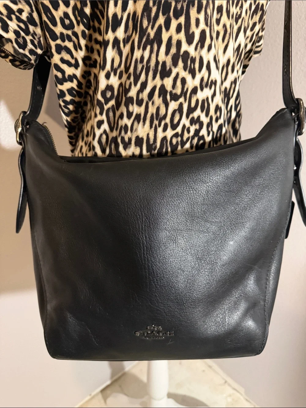 Coach Black Leather Shoulder Hobo Bag